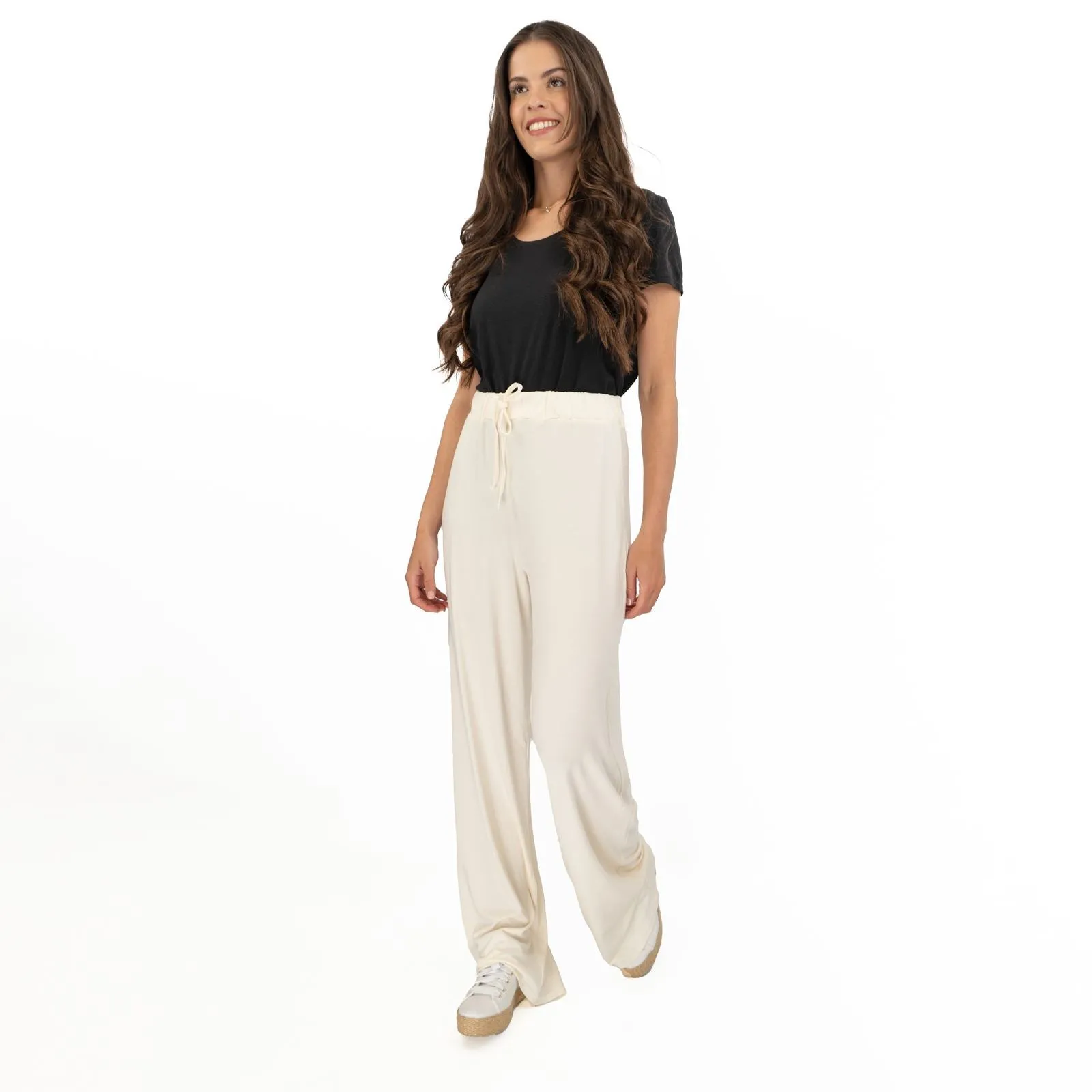 Coast Cream Stretch Drawstring Joggers Elasticated Waist Long Wide Leg Trousers