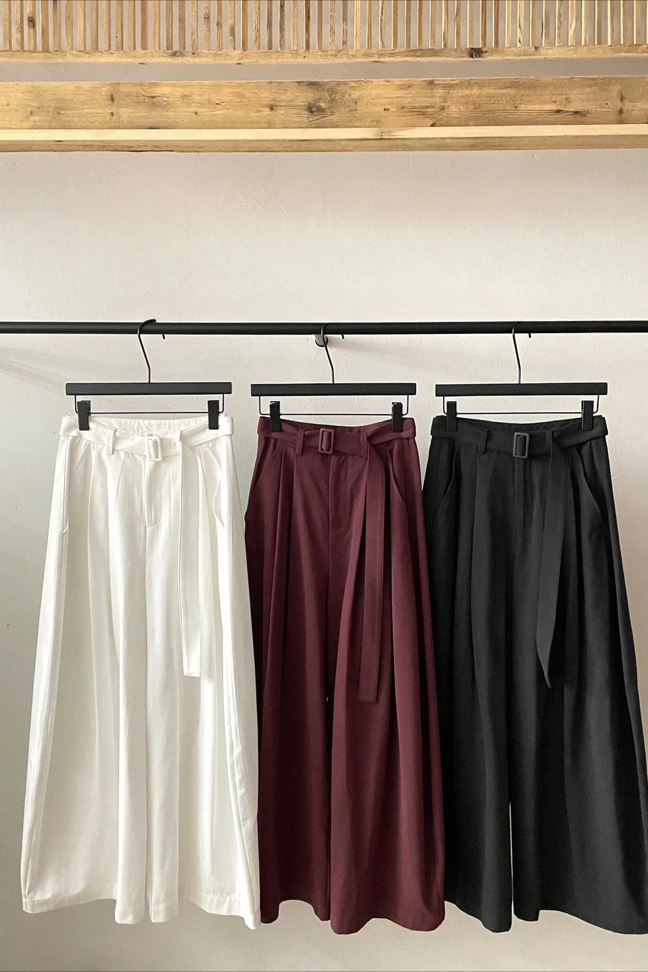 Cotton blend cocoon-shaped wide leg pants with a belt | 3 color