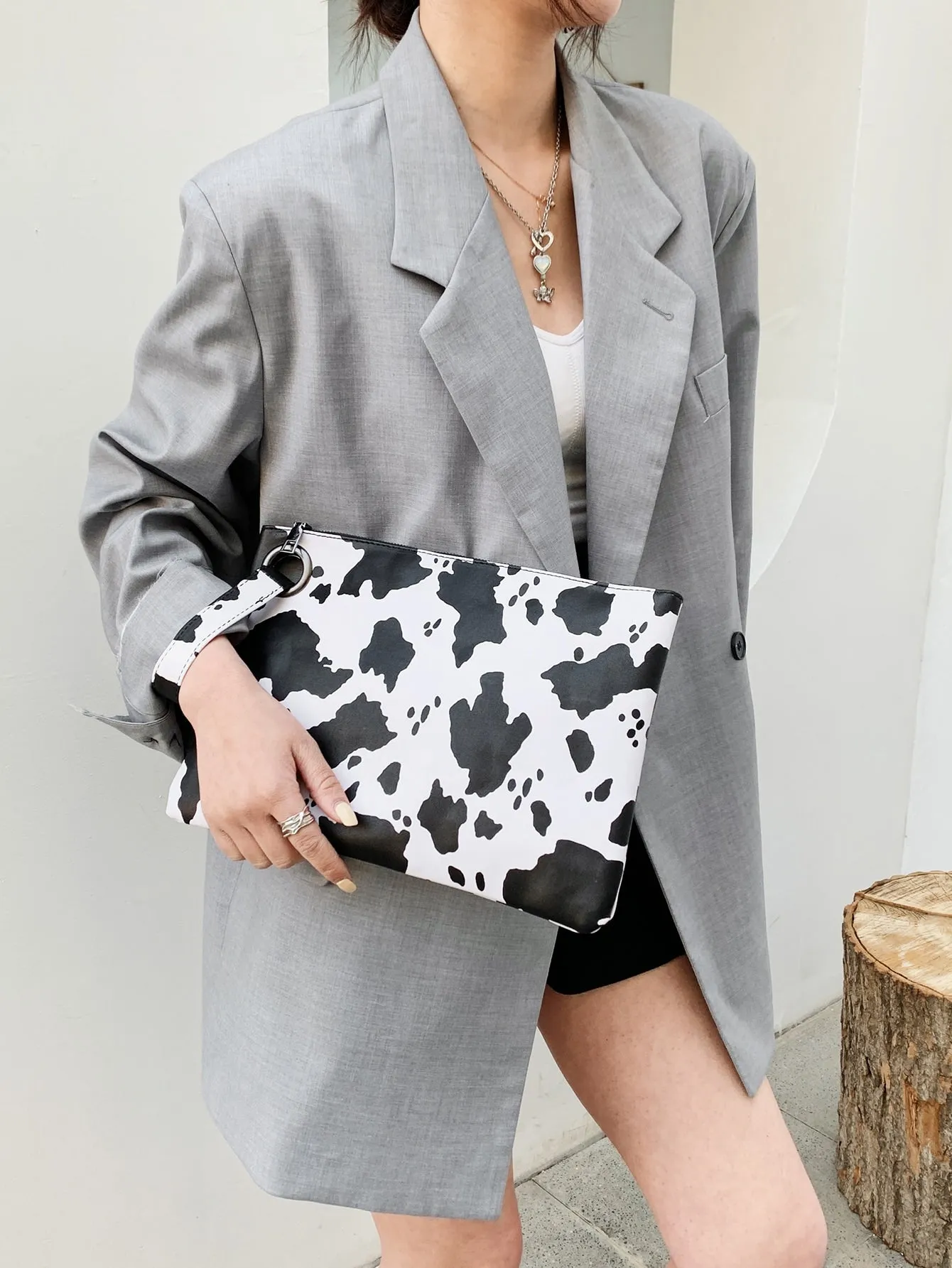 Cow Print Clutch Bag