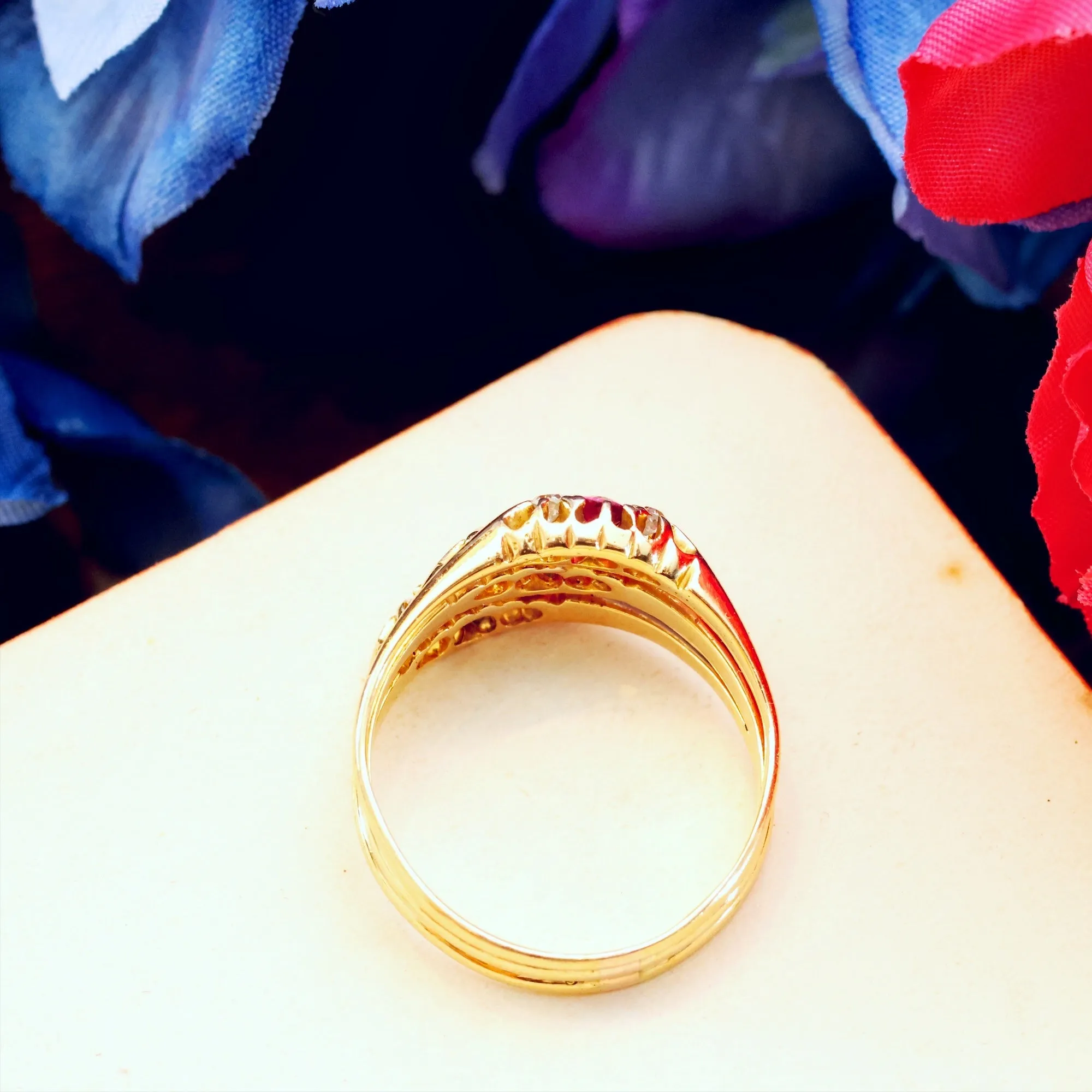 Date 1898 Tricolour Jubilee Diamond, Sapphire & Ruby Ring