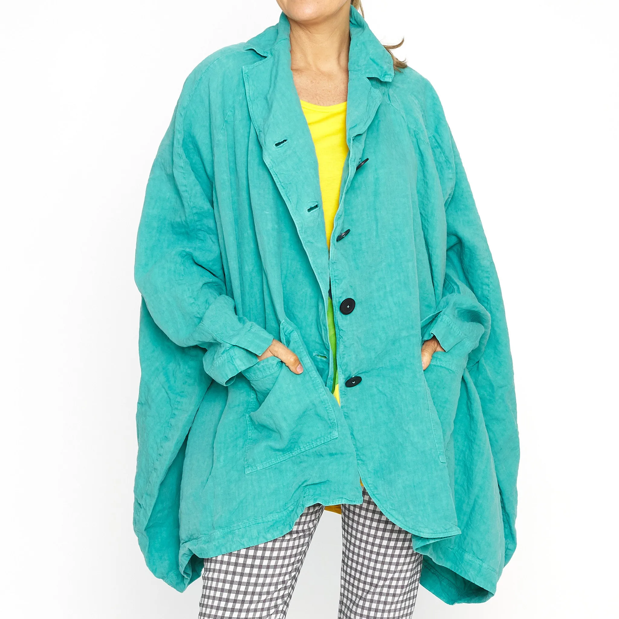 DIP-2411110-440 Linen dropside jacket aqua