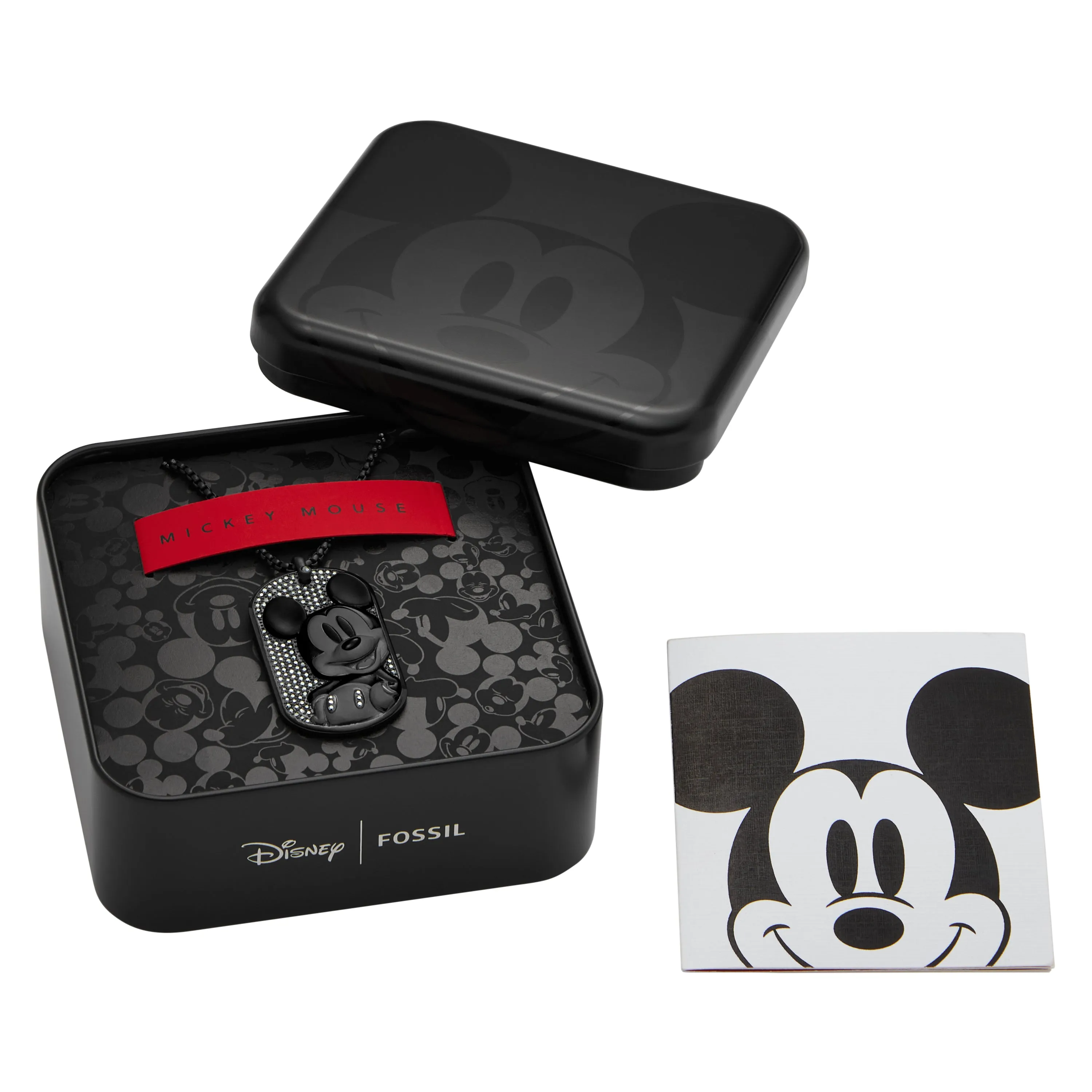 Disney x Fossil Special Edition Black Stainless Steel Dog Tag Necklace