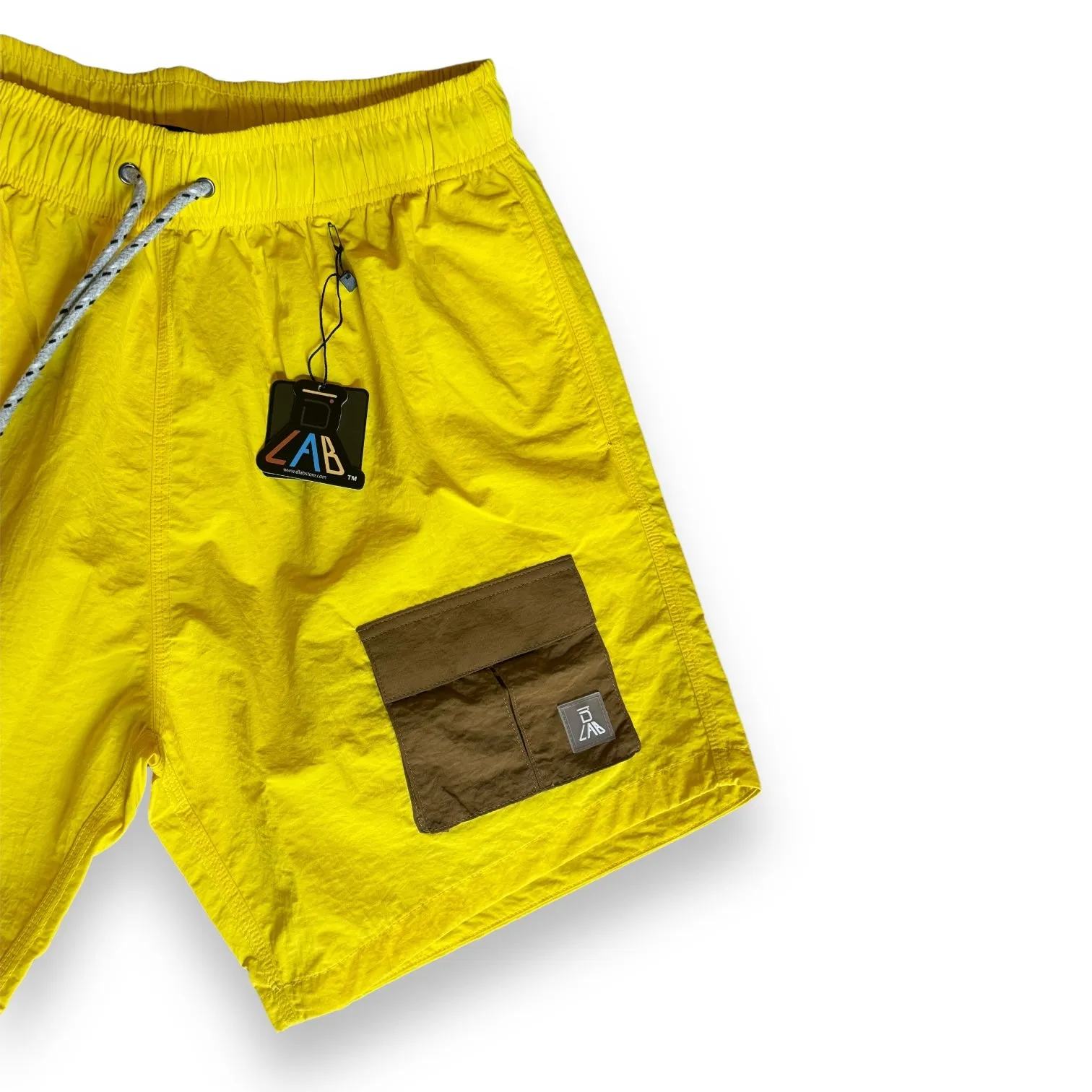 DLAB Hybrid Shorts Yellow with Brown Pocket