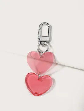 Double Heart Design Bag Charm