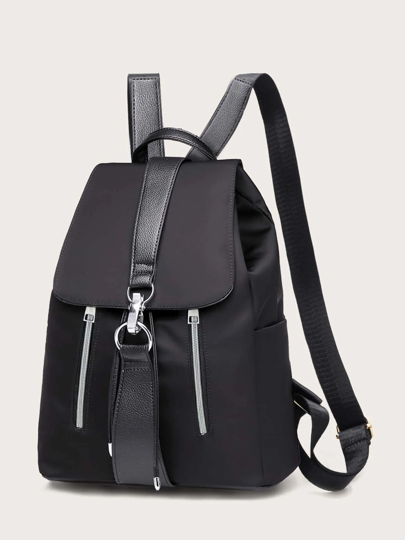 Double Zip Front Flap Backpack