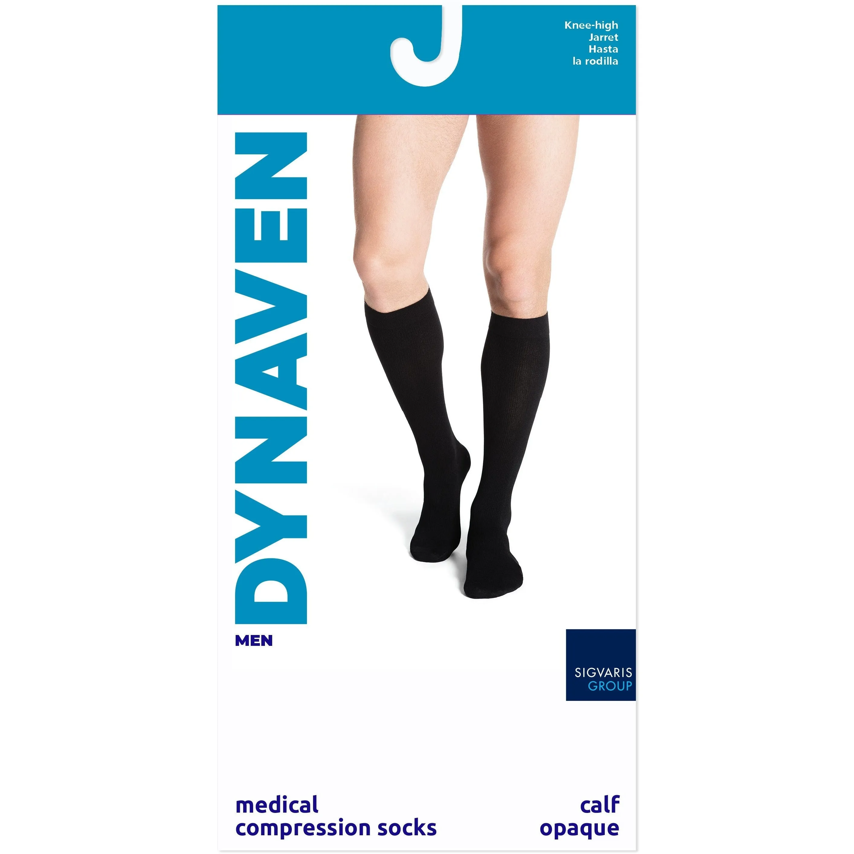 Dynaven Opaque Ribbed Men's Knee High 20-30 mmHg