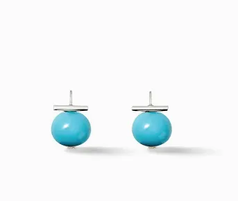 Earrings - Pebble Pearl Earrings in Turquoise/Silver