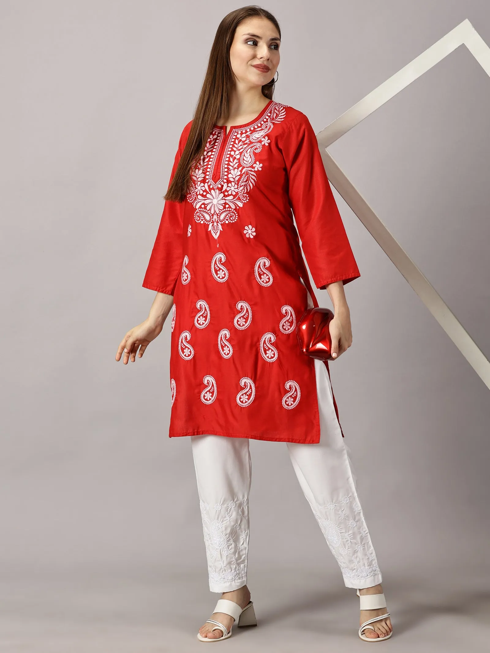 Embroidered Cotton Wear: 2 Kurtis   Pants Set | Women’s Cotton Kurti Set: Embroidery & Comfort Combo | Chic Cotton Sets Combo: Embroidered Kurtis and Pants | Stylish Cotton Kurti Set with Pants - 2 Piece Combo