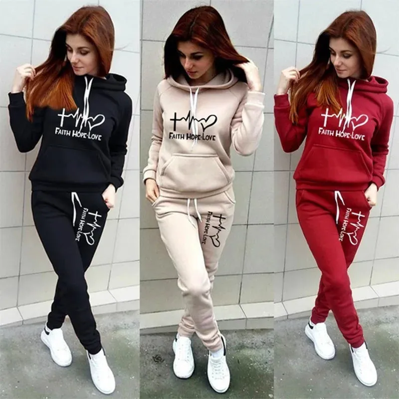 Womens Faith Hope Love Hoodie and Pants Set for Ultimate Comfort and Style