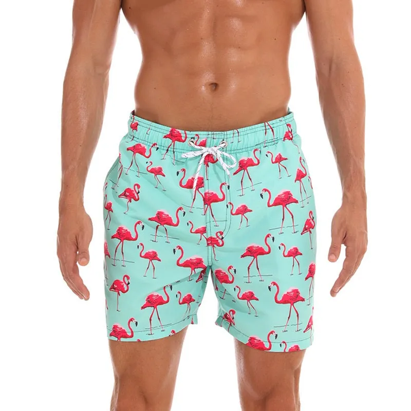 Flamingos Printed Beach Shorts