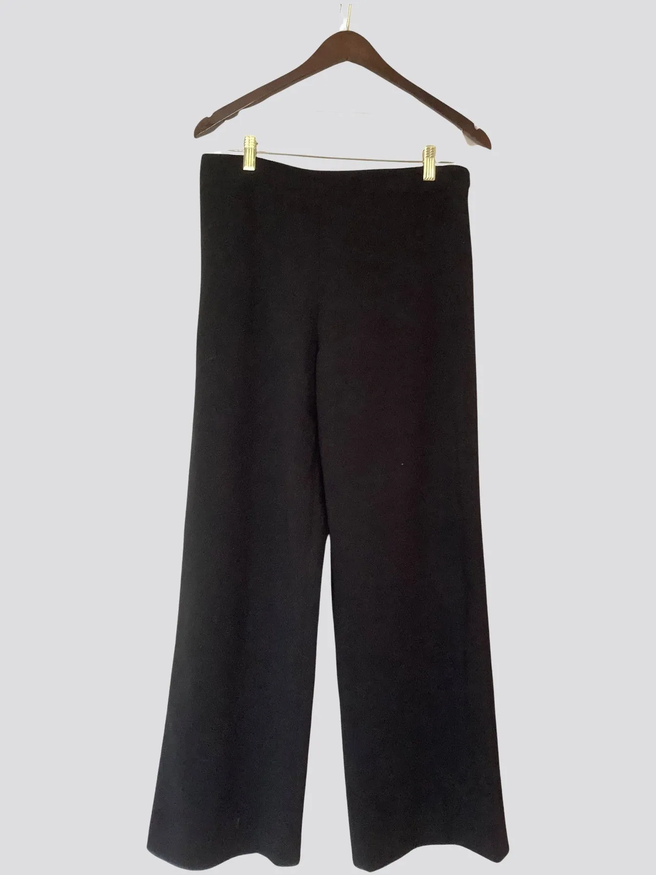 Flat front, wide leg black pants