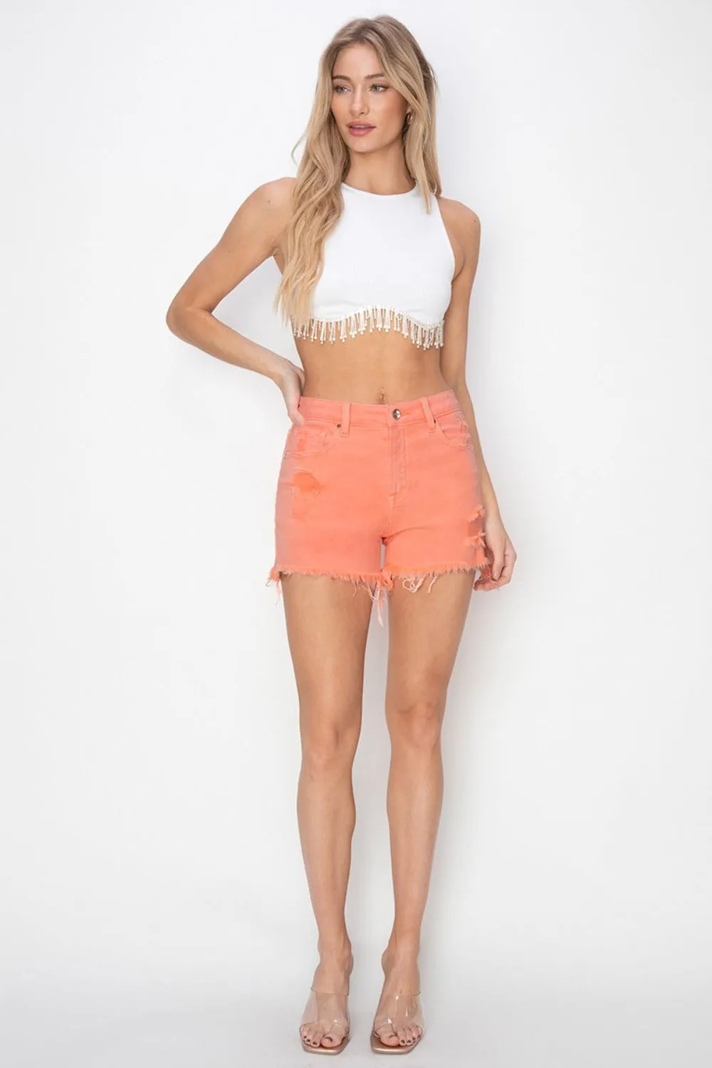 Full Size High Waist Ripped Denim Shorts