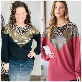 Gabby Leopard & Sequin Top