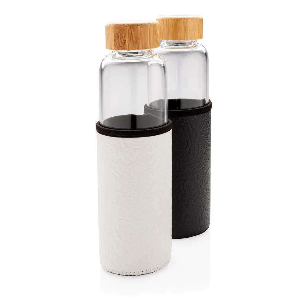 Glass bottle with textured PU sleeve