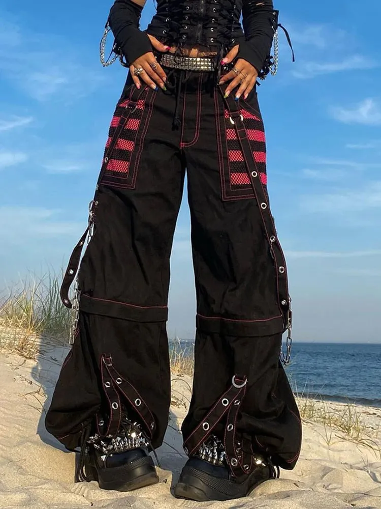 Gothic Wide Leg Pants Punk Style Oversized High Waist