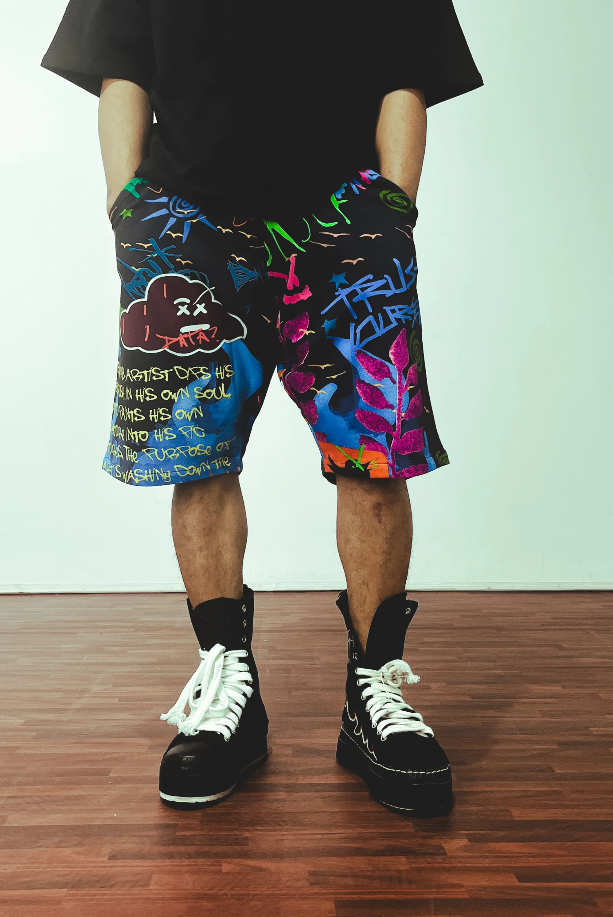 Graffiti Black Shorts