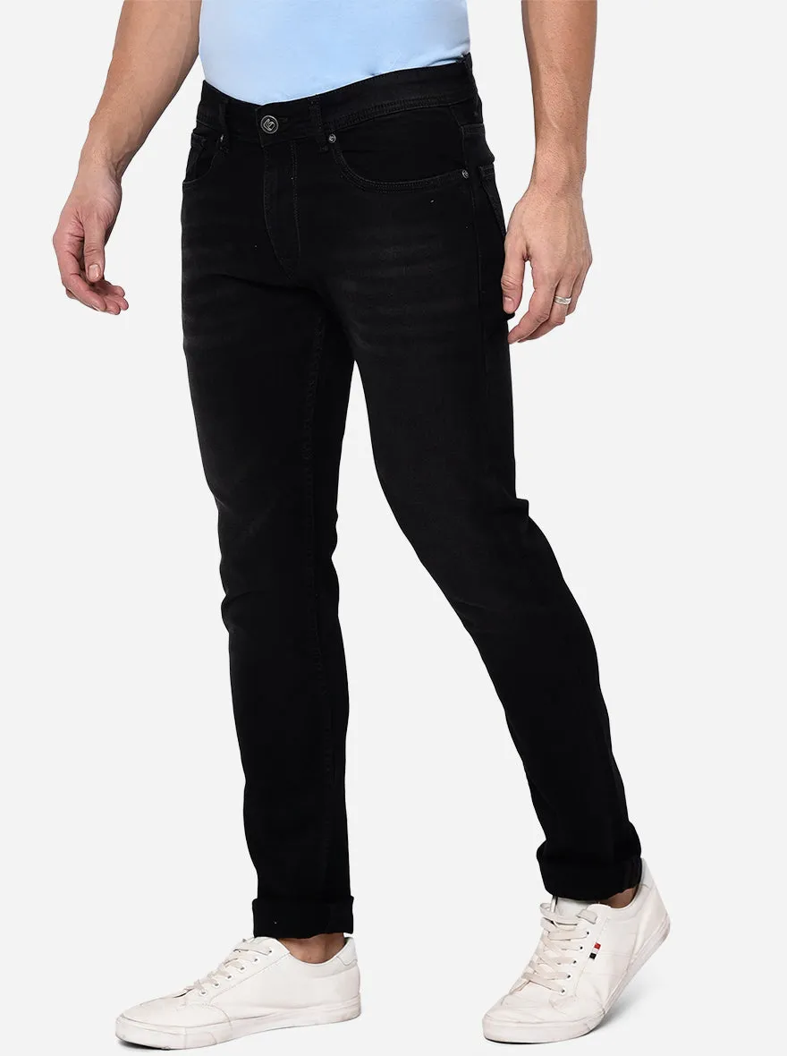 Greyish Black Washed Narrow Fit Jeans | Greenfibre