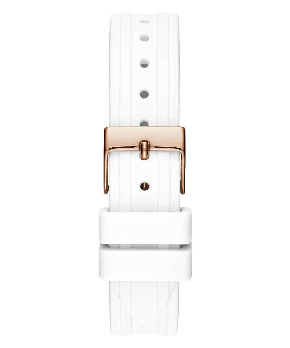 GUESS Ladies White Rose Gold Tone Analog Watch