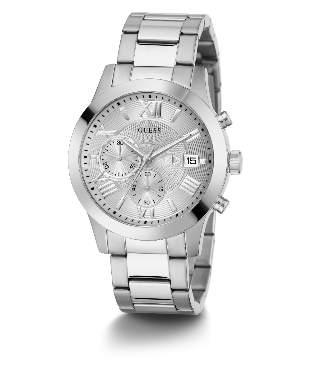 GUESS Mens Silver Tone Chronograph Watch