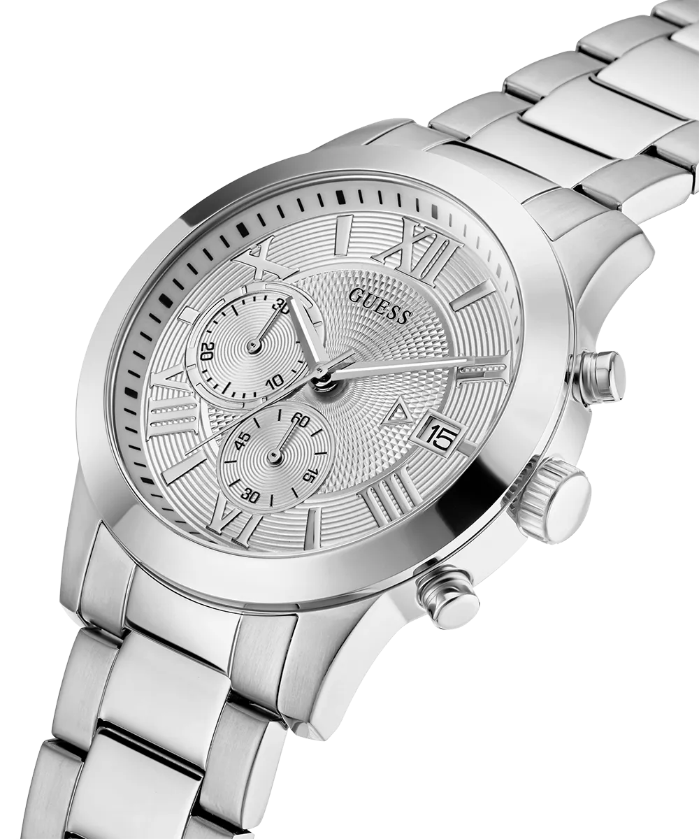 GUESS Mens Silver Tone Chronograph Watch