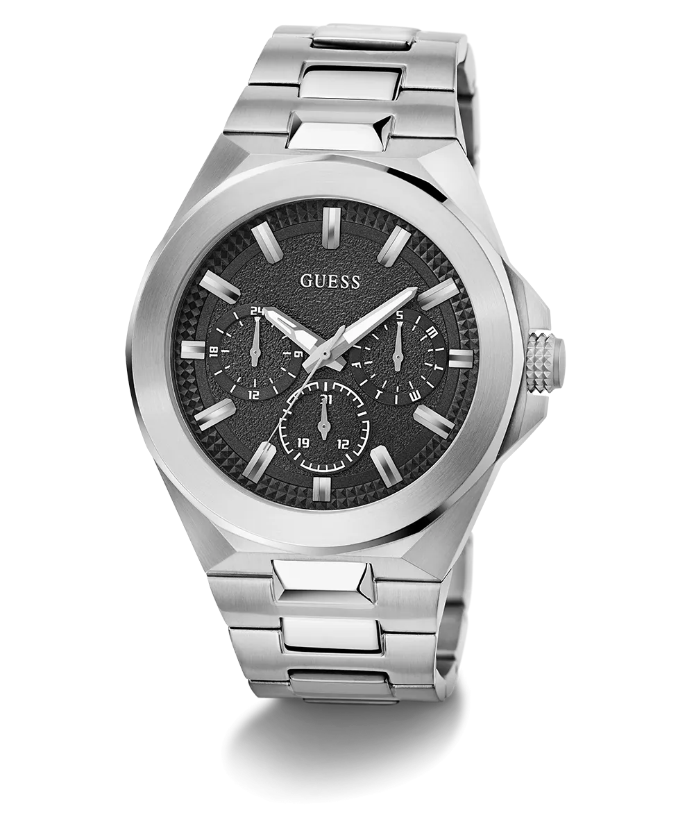 GUESS Mens Silver Tone Multi-function Watch