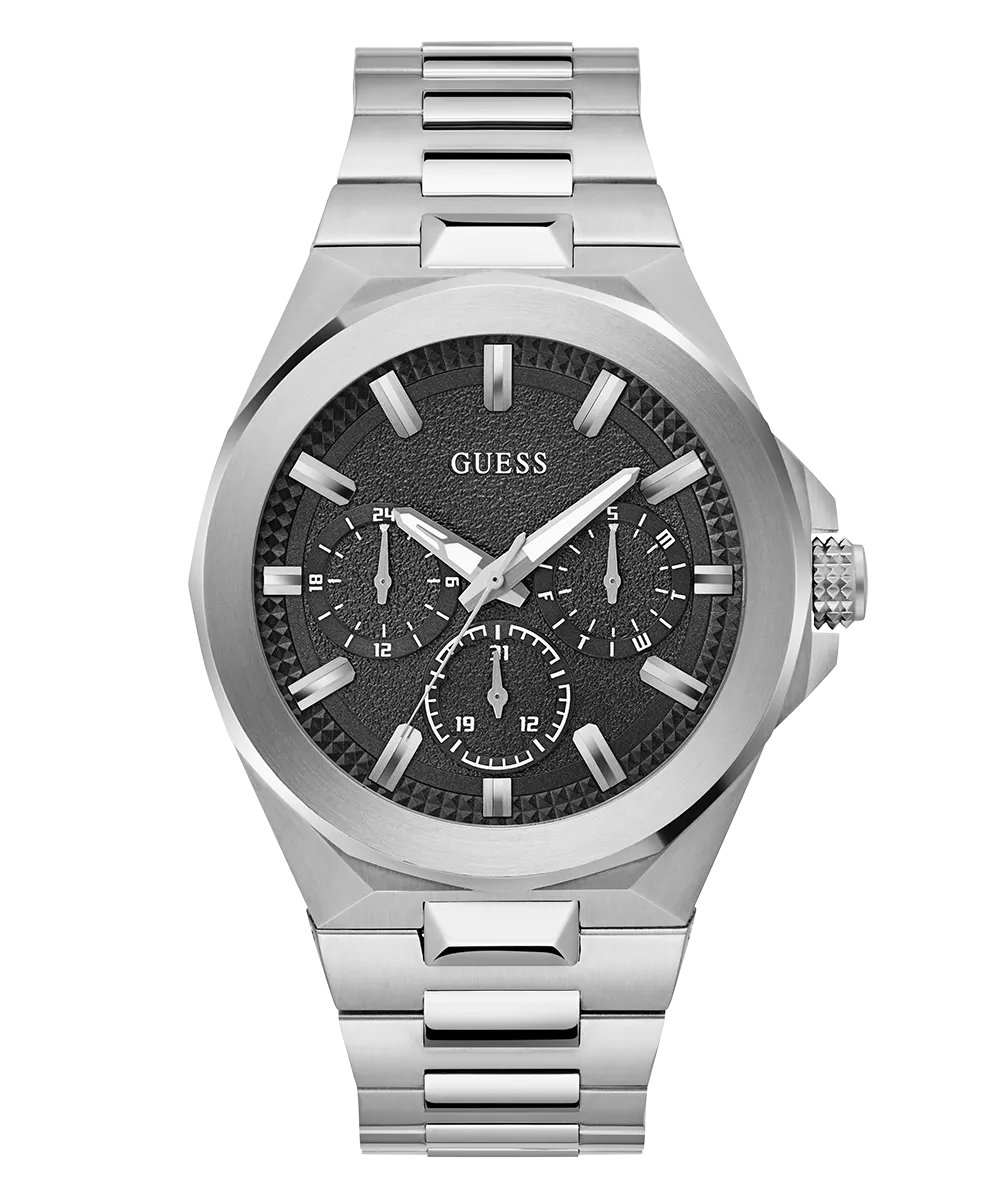 GUESS Mens Silver Tone Multi-function Watch