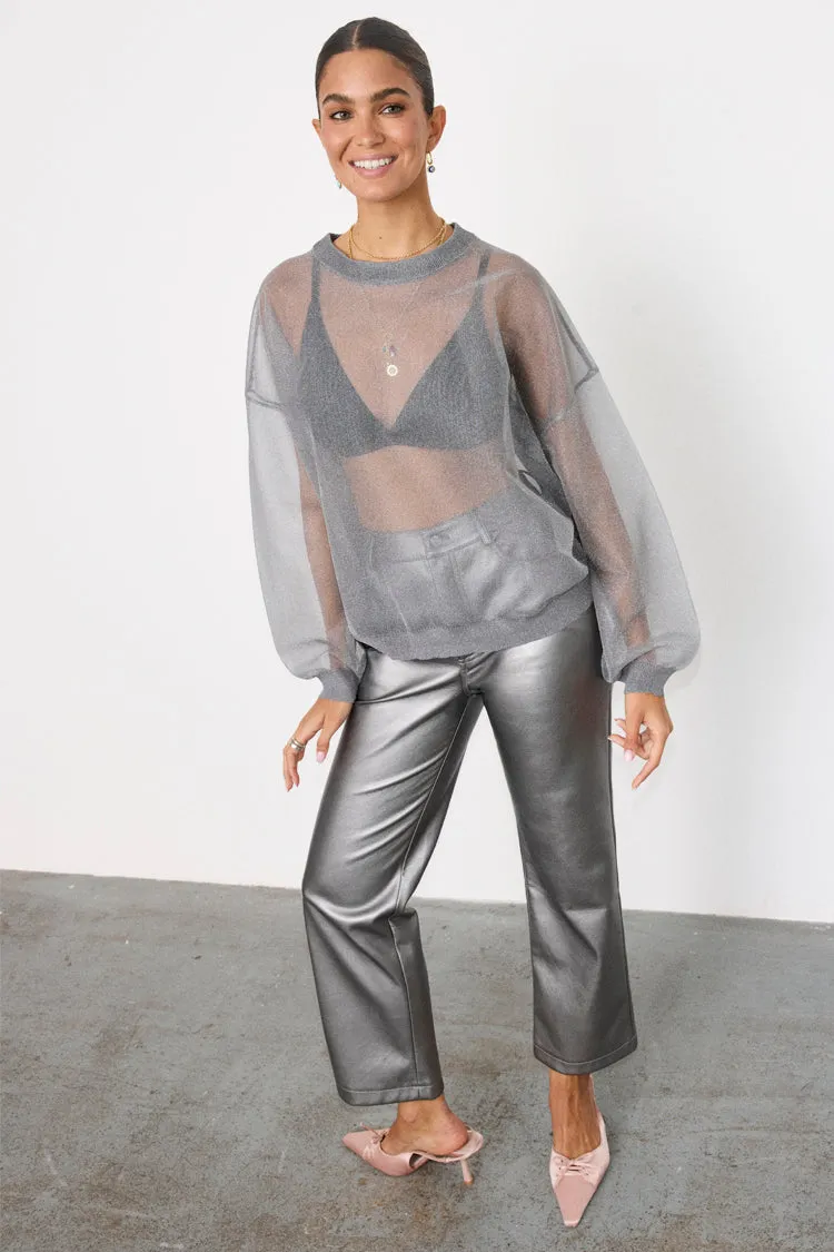 Gunmetal Vegan Leather Trousers