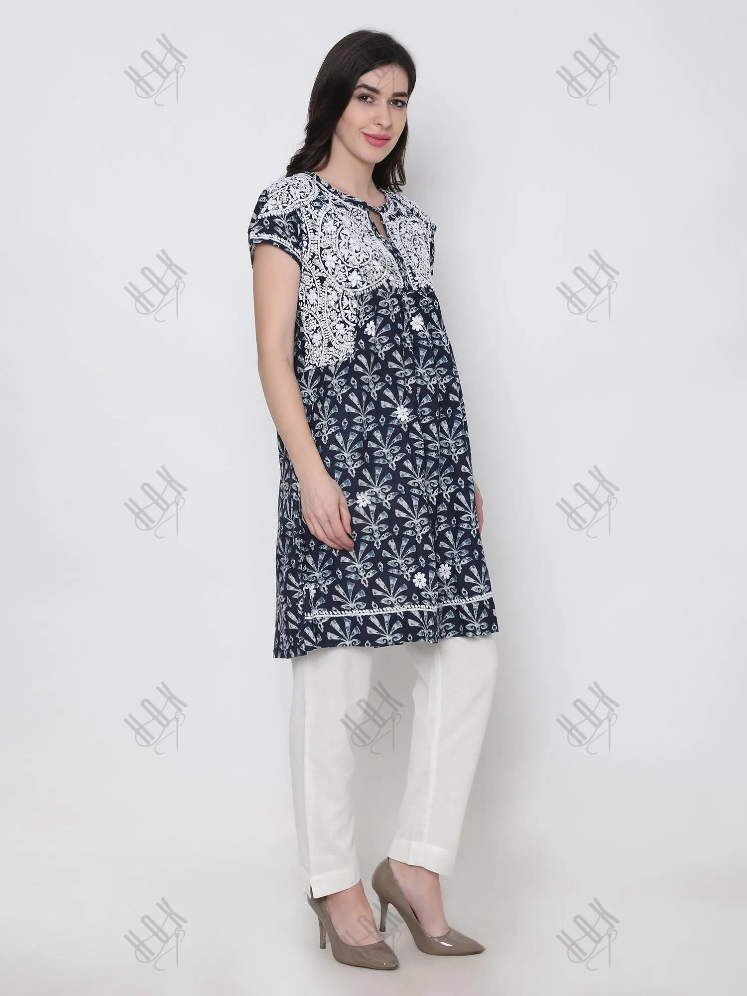 Hand Embroidery Chikankari Tunic for Women