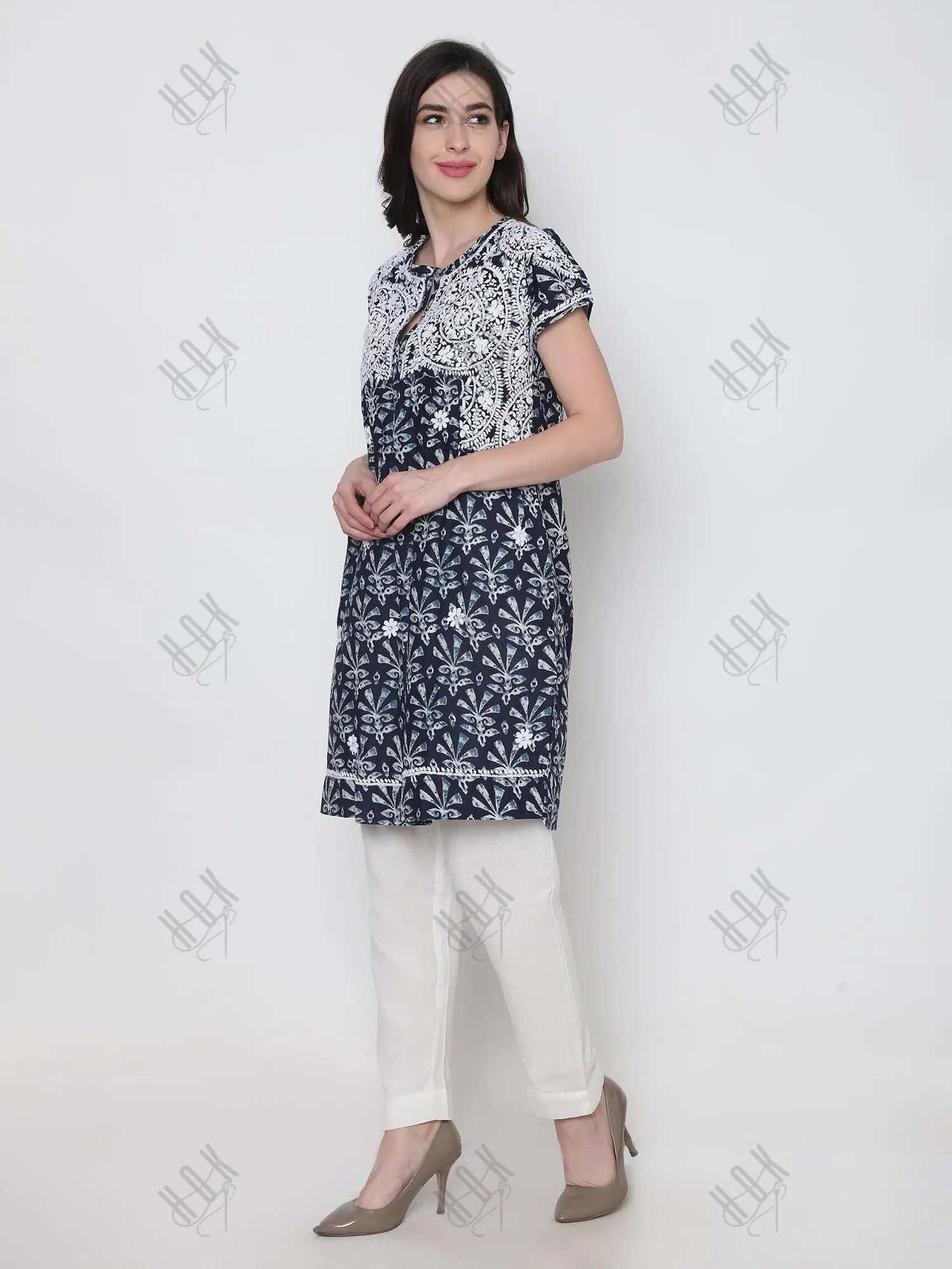 Hand Embroidery Chikankari Tunic for Women