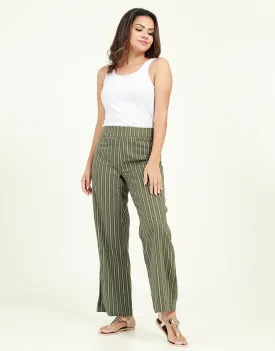 High Waisted Linen Pant in Stripes