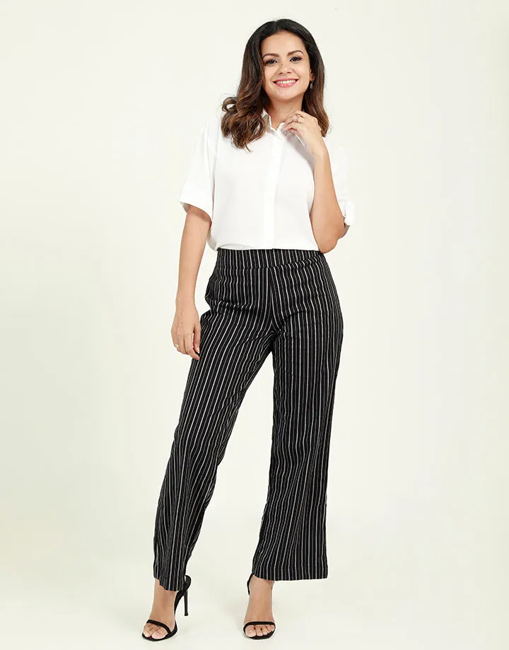 High Waisted Linen Pant in Stripes