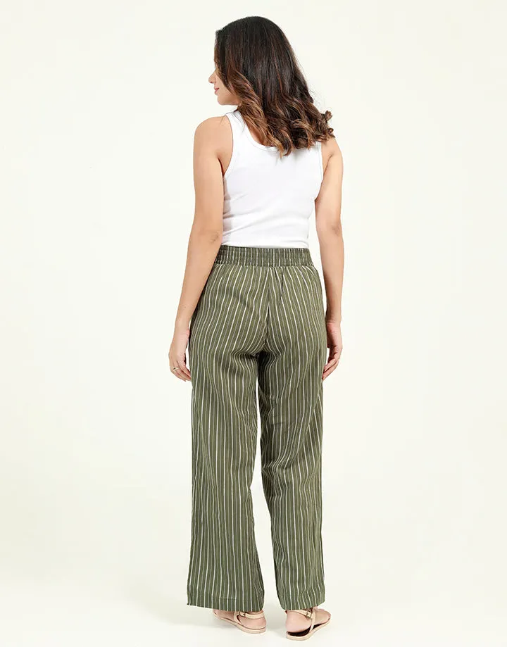 High Waisted Linen Pant in Stripes