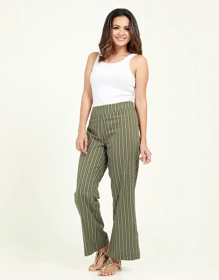 High Waisted Linen Pant in Stripes