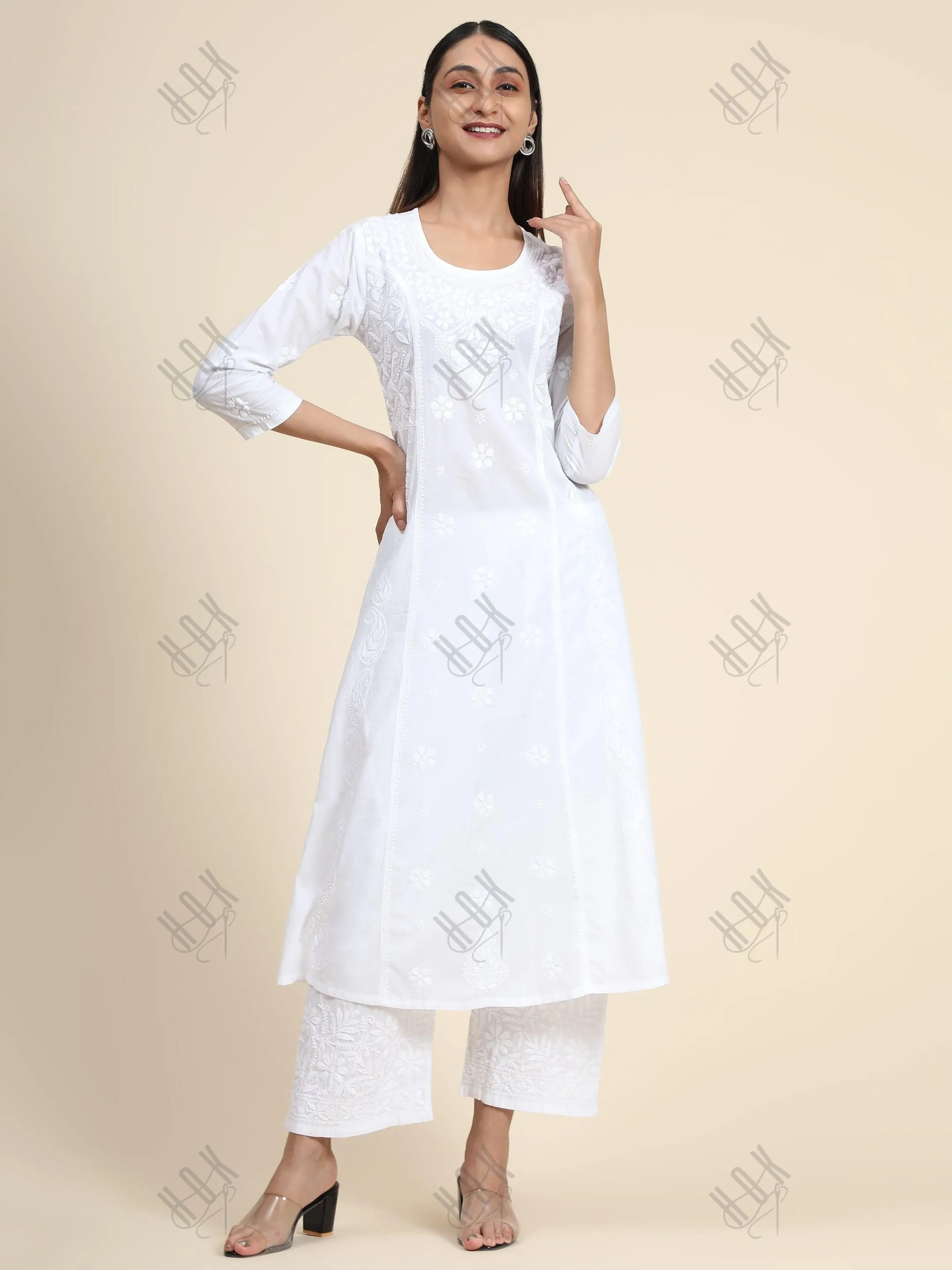 HOK Chikankari Stylish Kurti White