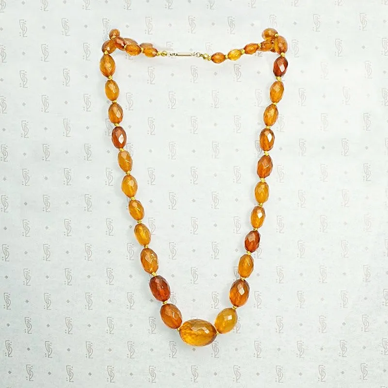 Honey Colored Faceted Amber Bead Necklace