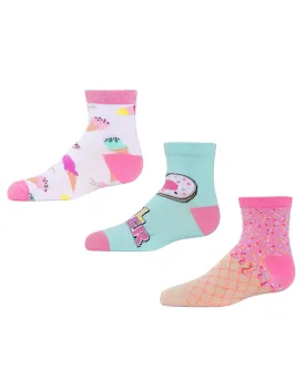 Ice Cream Girls Cotton Blend Ankle Socks 3-Pack