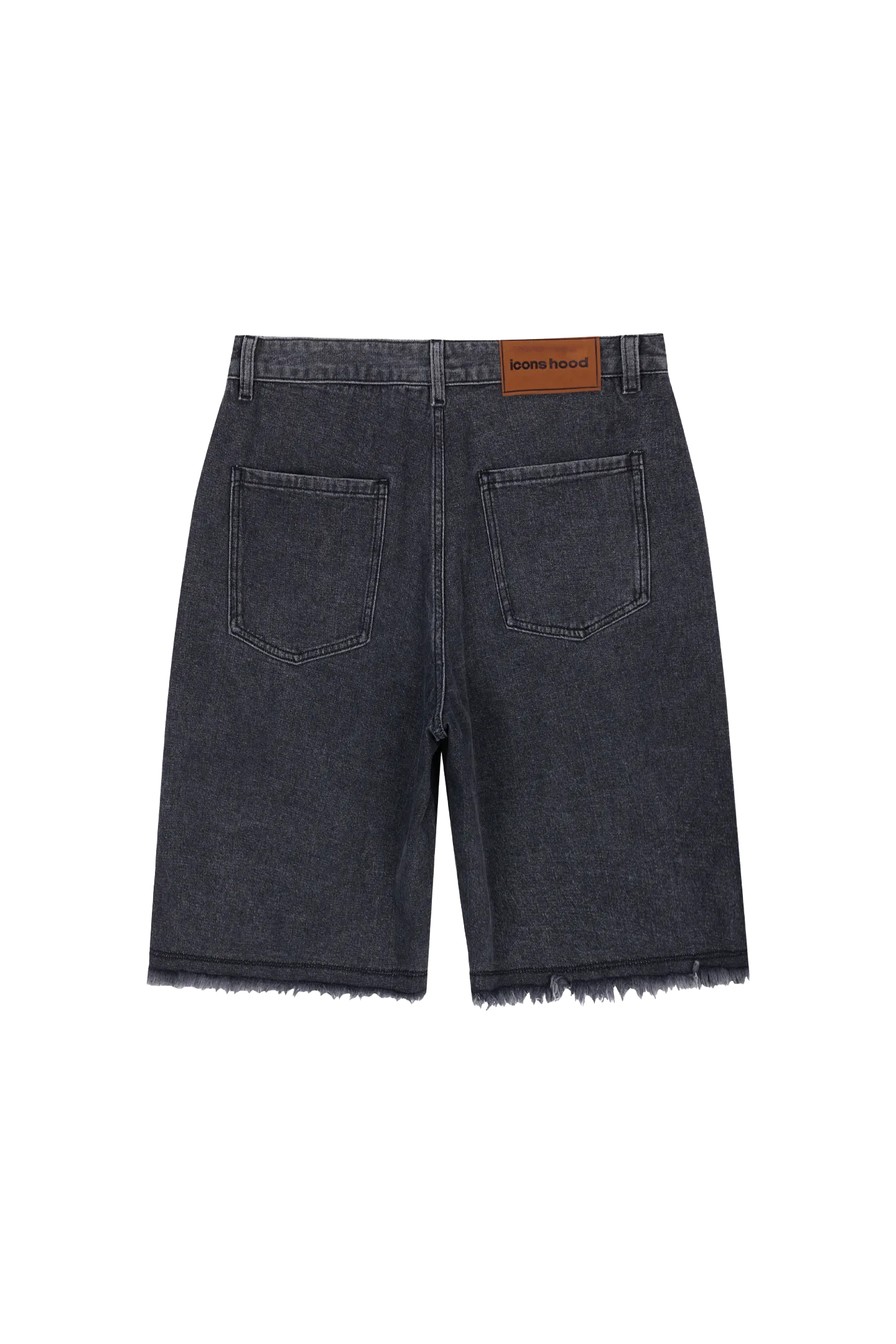 ICS Washed Distressed Raw-edge Denim Shorts