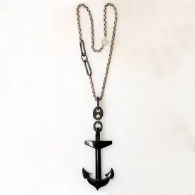 Jet Anchor on Sterling & Gun Metal Chain by Ancient Influences