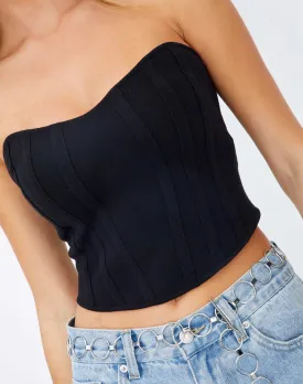 Jet Black Bustier Corset Knit Top