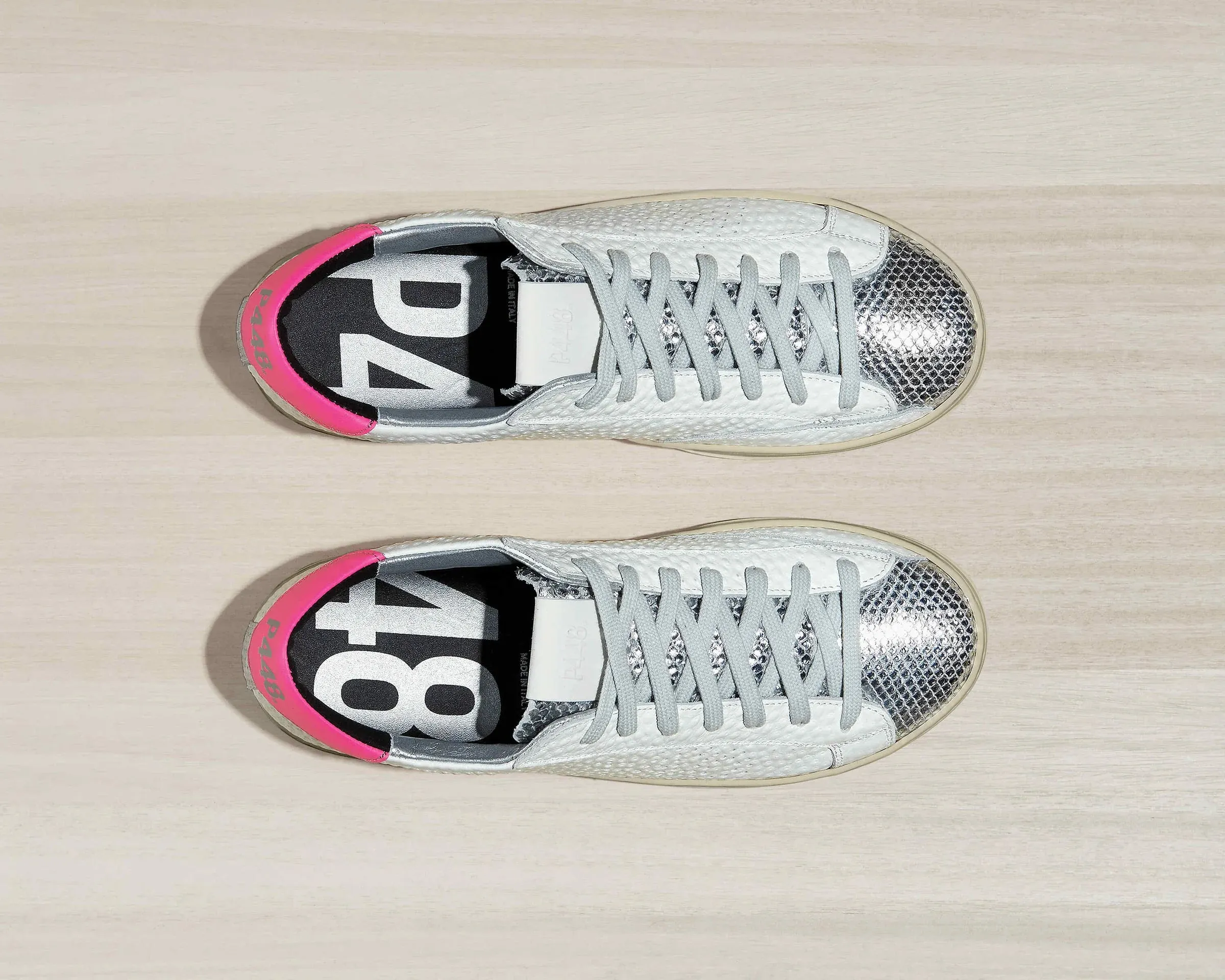 John Peakary Tumbled Leather Sneaker - White   Pink