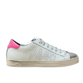 John Peakary Tumbled Leather Sneaker - White   Pink