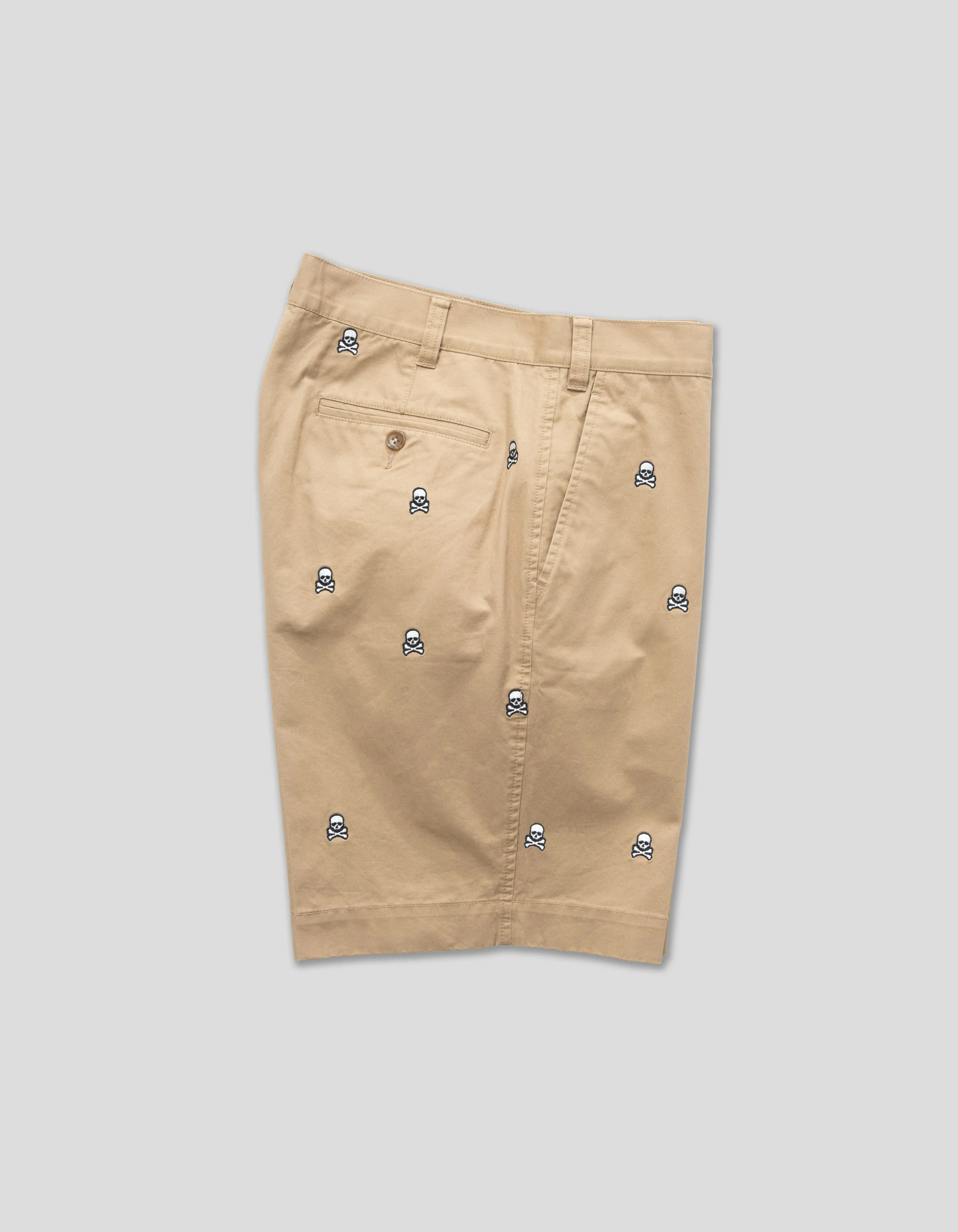 KHAKI SKULL AND BONES CRITTER SHORTS