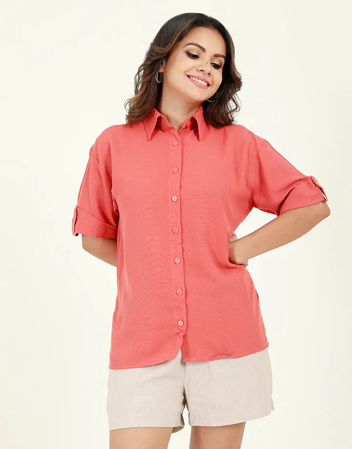 Linen Shirt with Tab Sleeves