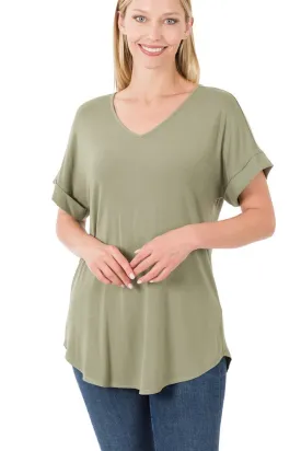 LUXE DRESSY V-NECK BLOUSE | SAGE