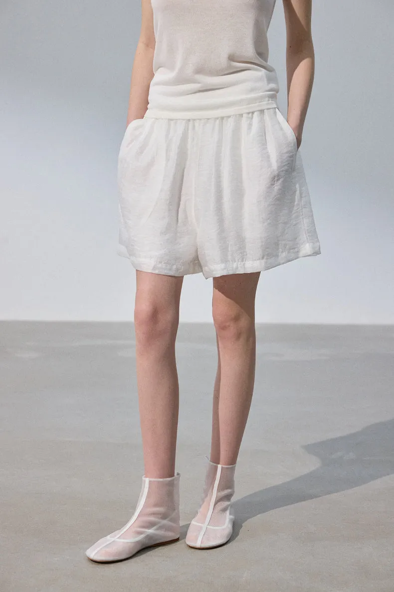 Lyocell blend semi-sheer shorts