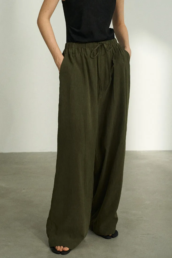 Lyocell drape wide leg pants | 4 color