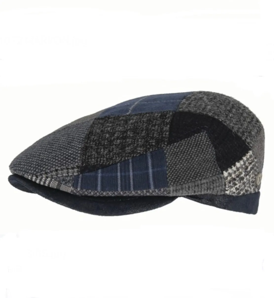 M by Flechet - Patchwork Flat Cap - Wool Blend - Gris Grey