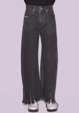 MARNI PUJU0060Y1 RIPPED HEM TROUSERS WASHED BLACK