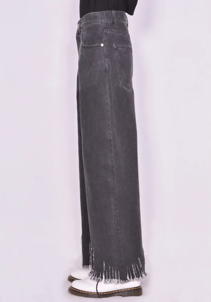 MARNI PUJU0060Y1 RIPPED HEM TROUSERS WASHED BLACK