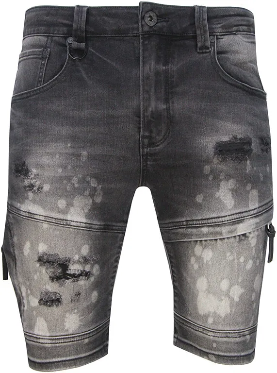 Men's Black Diamond Denim Shorts